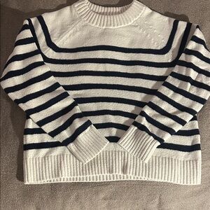GAP Navy and White Striped Women's Sweater